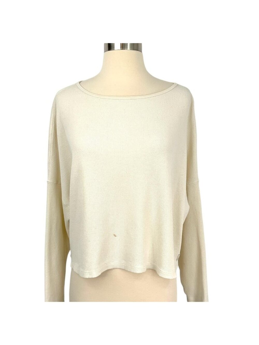 Vuori Thermal Slouchy Waffle Crew Top Shirt Womens XS/S Ivory Boxy Long Sleeve